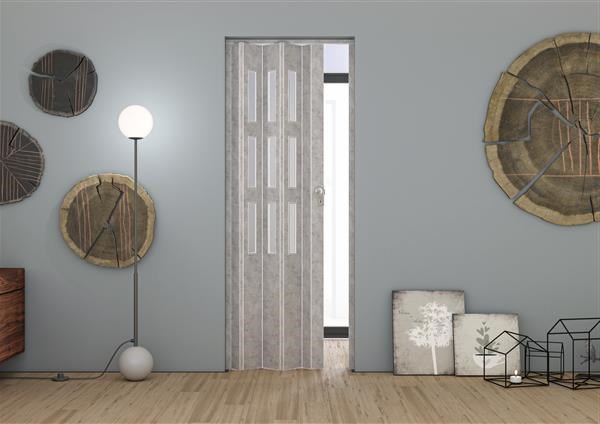 Porta a soffietto con vetro in PVC - Kit Serratura