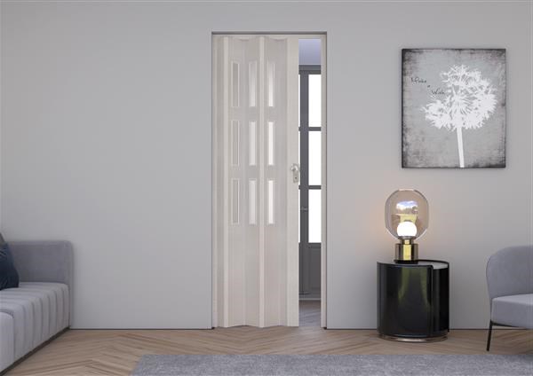 Porta a soffietto con vetro in PVC - Kit Serratura