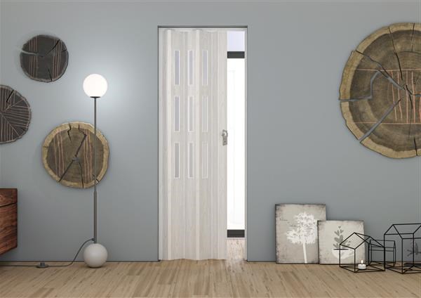 Porta a soffietto con vetro in PVC - Kit Serratura